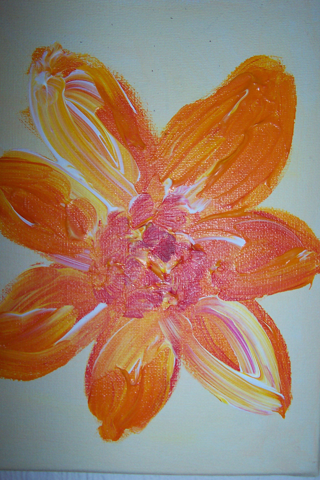 Orange Flower in Acrylics
