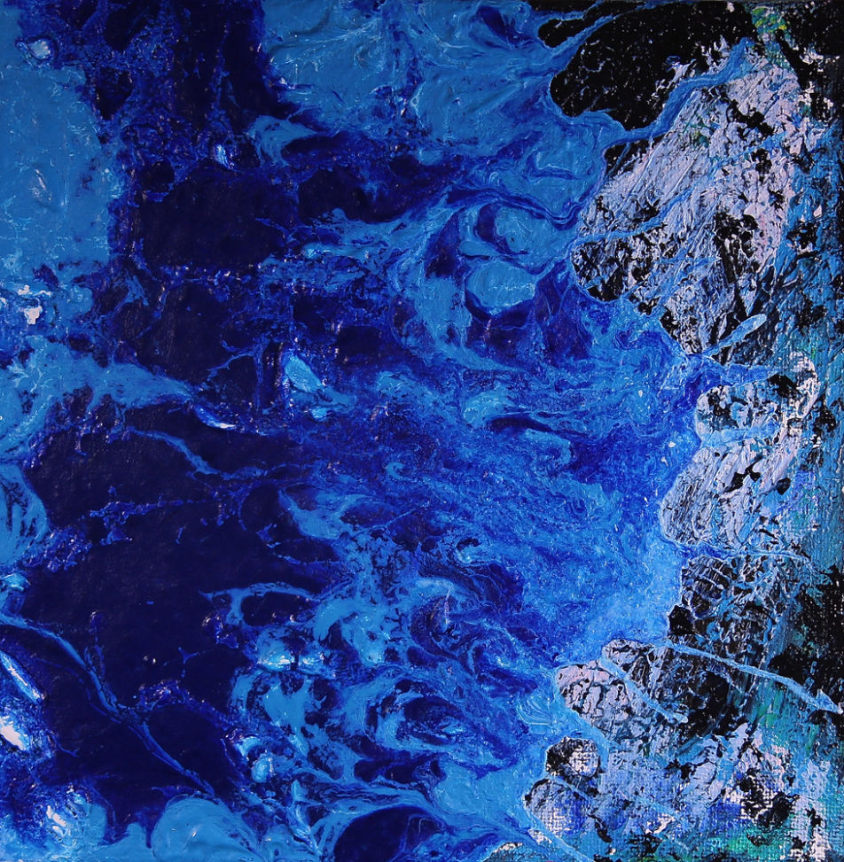 Blue and Black Abstract Acrylics Artwork