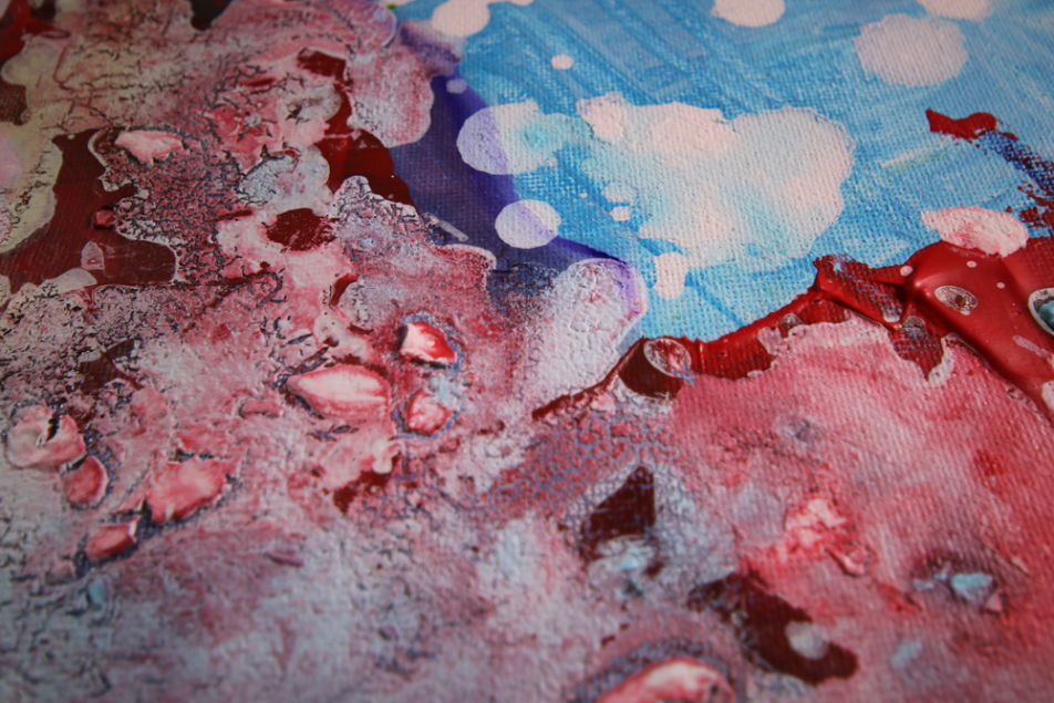 Red Blue and White Acrylic Painting