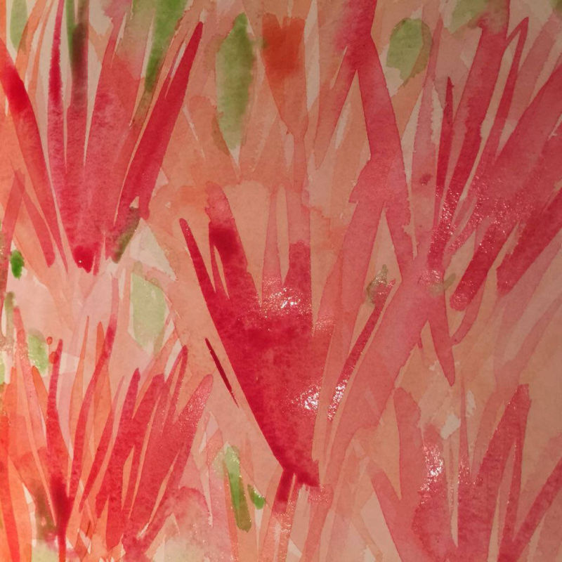 Red grasses in watercolours
