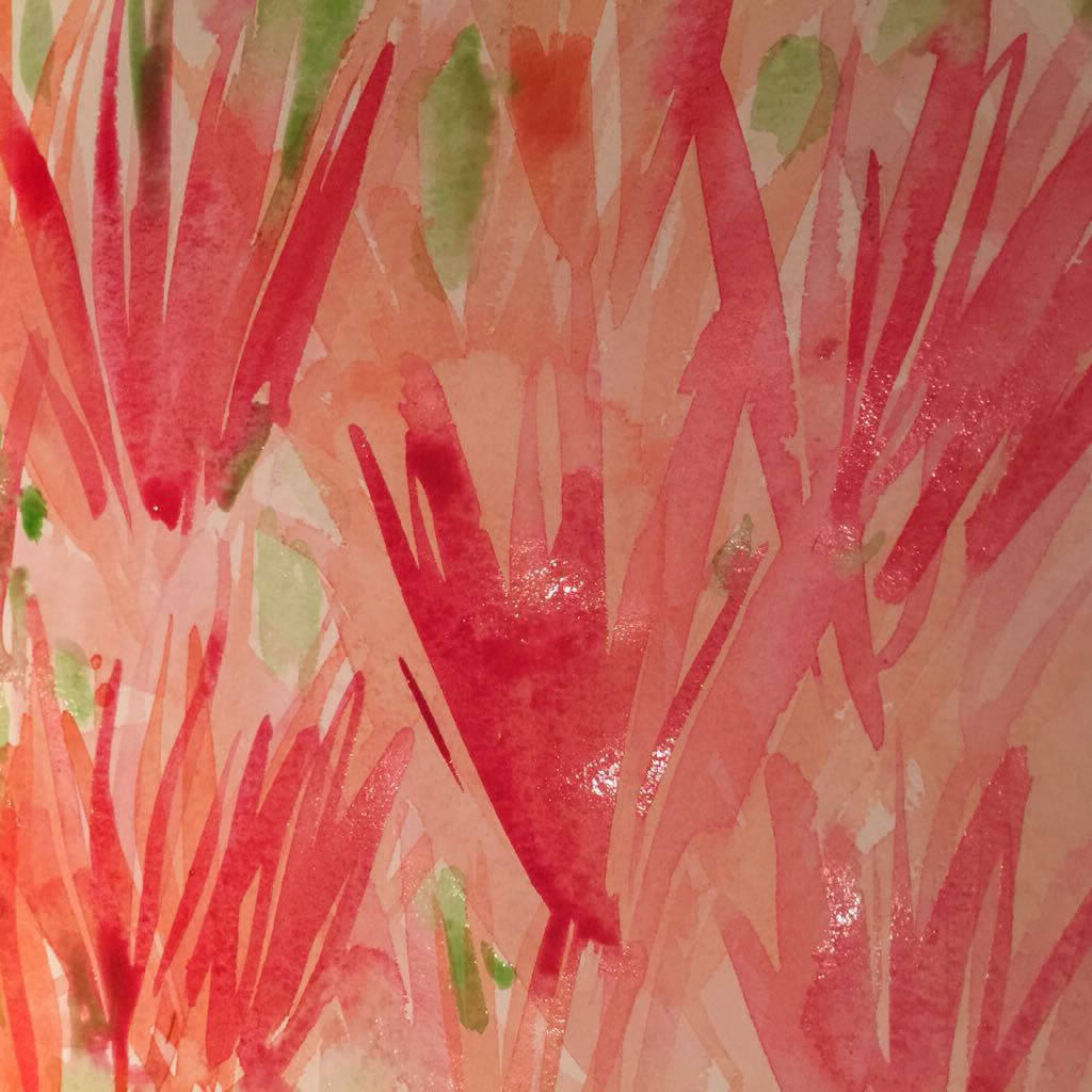 Red grasses in watercolours