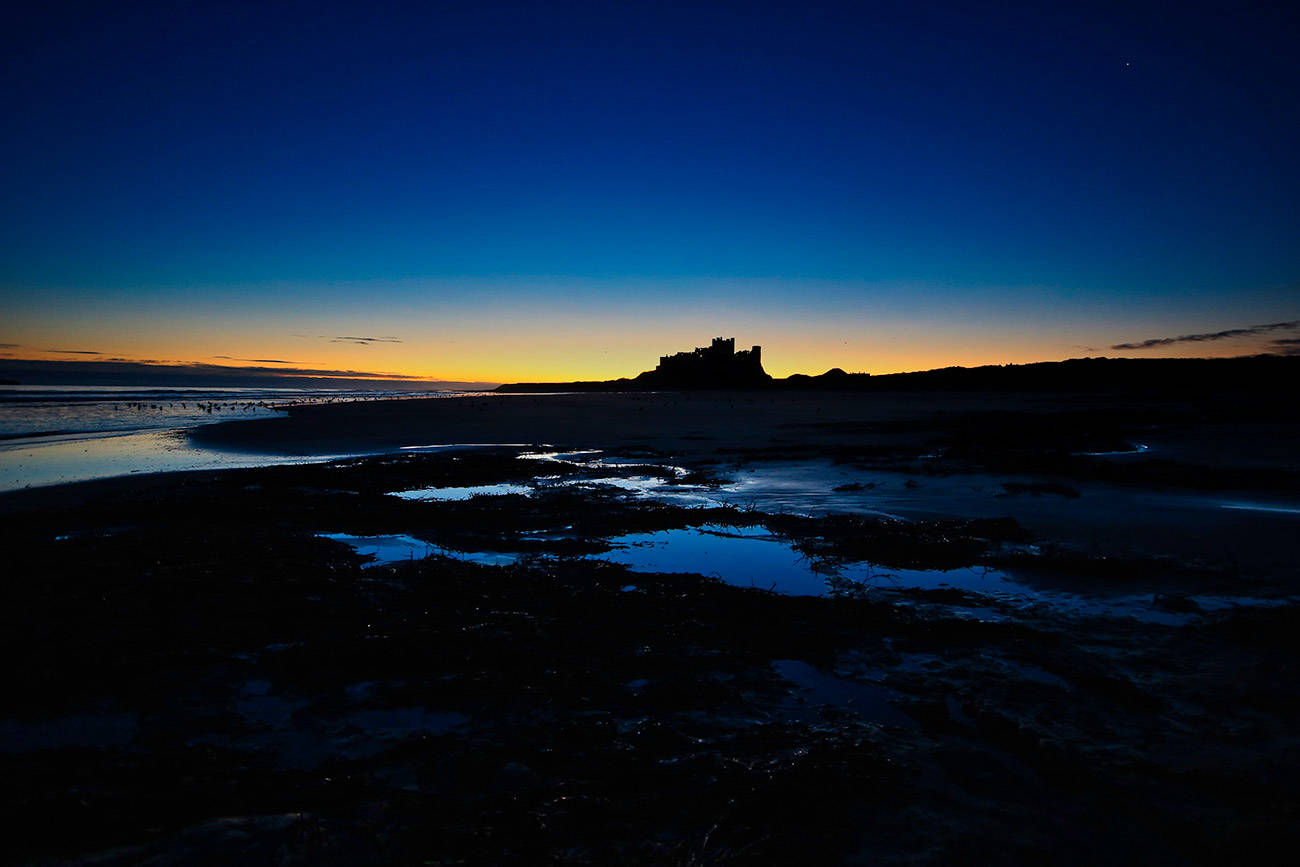 bamburgh castle silhouette