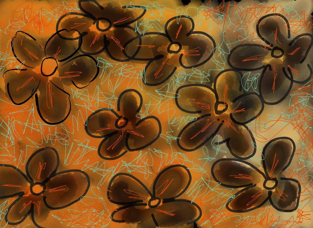 Orange flowers surface design