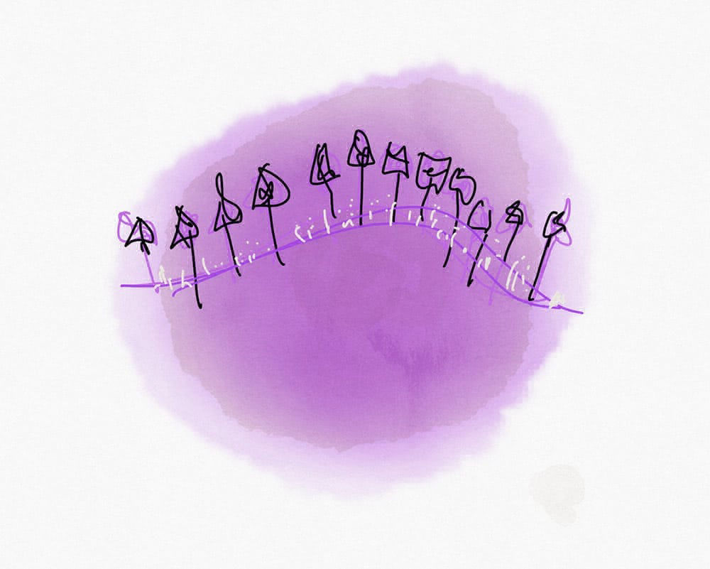 Purple Flowers doodle