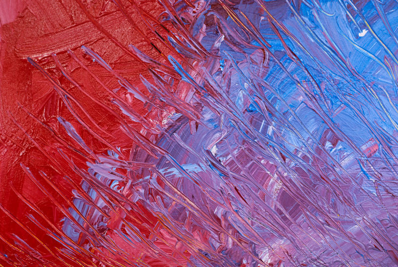 Red and Blue Abstract in Acrylics