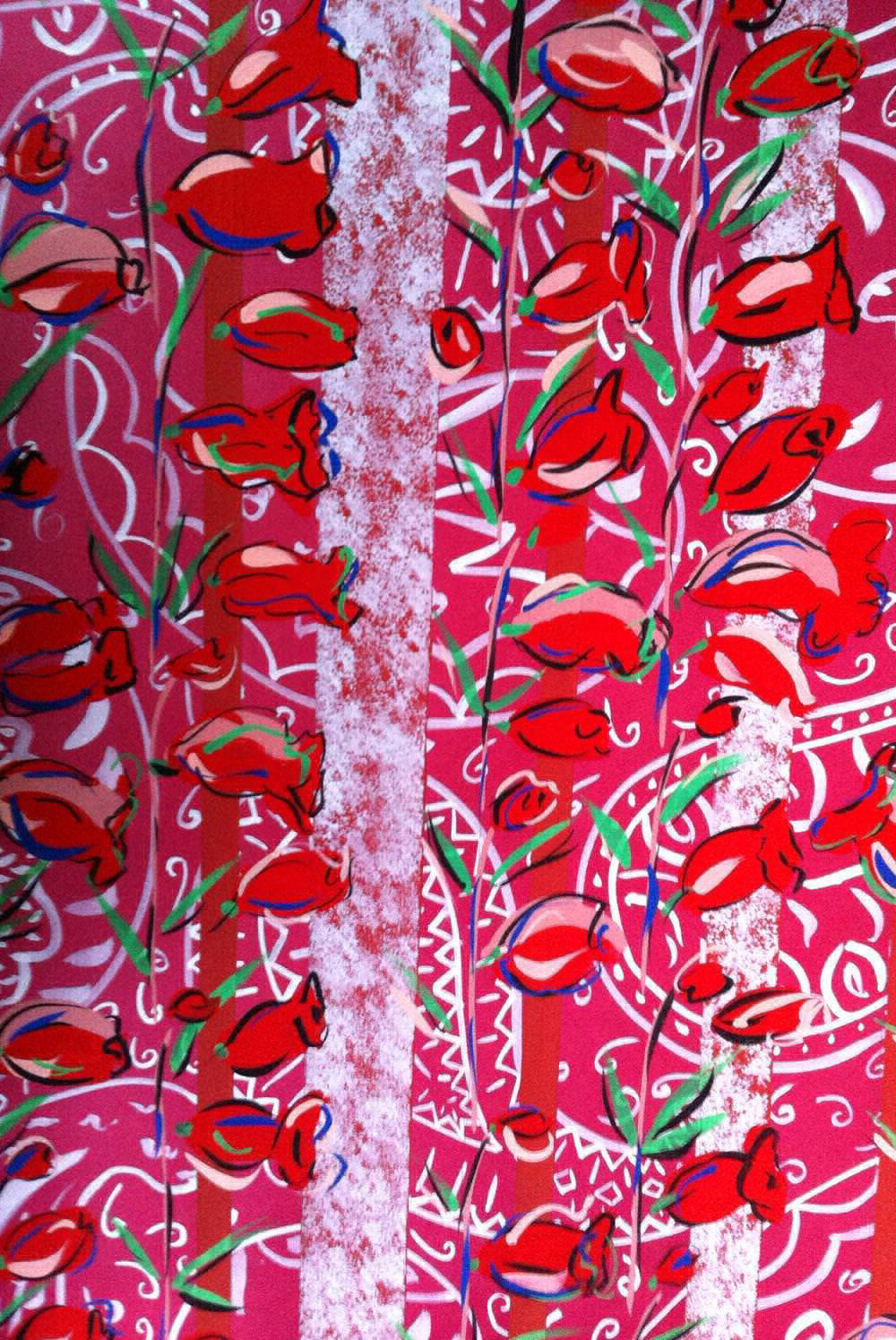 Red black paisley